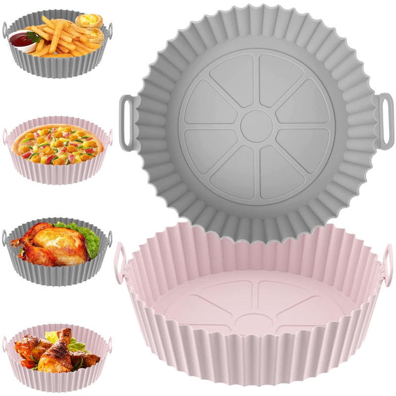Silicone Air Fryer Liners2 Pack Air Fryer Silicone Liner for Ninja Cosori Tower Instant Airfryer Accessories Reusable NonStick Tray Pot for 35L Ninja Cosori Midea 4L Tower T17024T17125