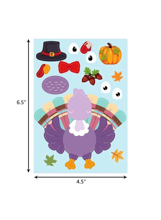 WorldBazaar Thanksgiving Stickers for Kids 48PCS Make Your Own Turkey Sticker Sheets Make A Turkey Stickers Party Activities Art Craft School Reward - Image 5