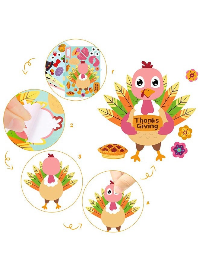 WorldBazaar Thanksgiving Stickers for Kids 48PCS Make Your Own Turkey Sticker Sheets Make A Turkey Stickers Party Activities Art Craft School Reward - Image 2