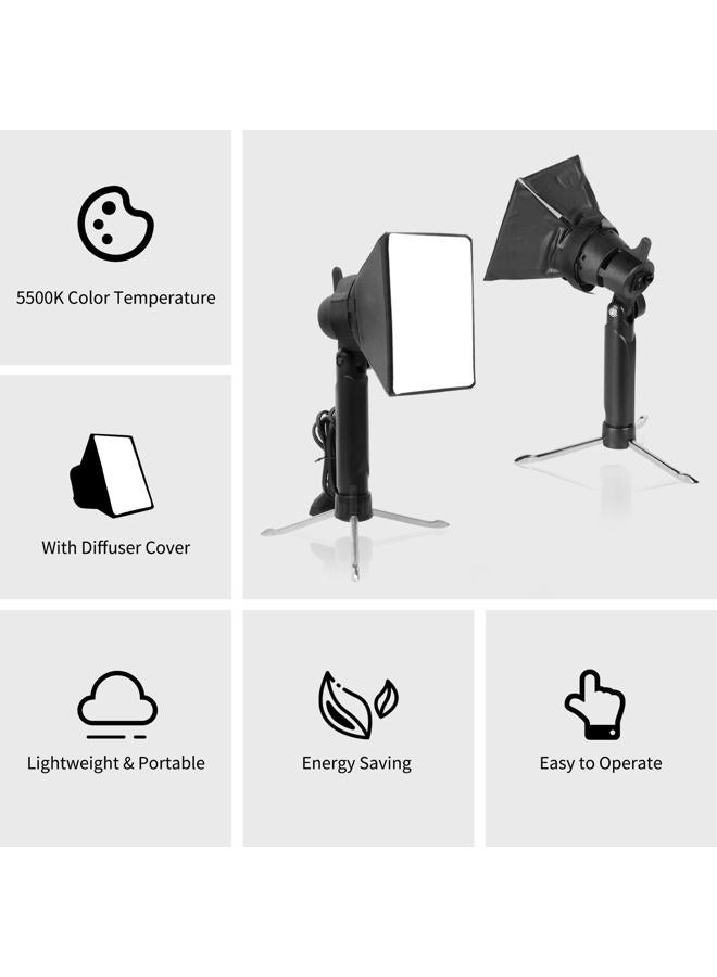 Meking Mini Softbox Photography Lighting Kit, Portable 4x4.8in Continuous Lighting LED Lamp with Collapsible Diffuser for Video Tabletop Studio Small Product Shooting, 2 Sets - Image 5