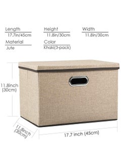 Generic Clothes Organizer Drawer with Cover Foldable Fabric Storage Boxes Cloth Storage Organizer Drawer Storage Cubes Wardrobe Clothes Organizer Toys Storage Bin for Underwear Socks (Khaki-3Pcs)  - Image 3