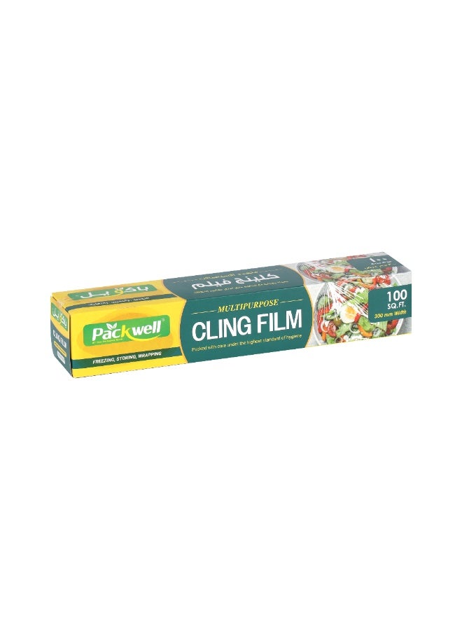 Packwell Cling Film 30cm x 100sqft  Durable Plastic Wrap for Food Storage, Meal Prep, Freshness Preservation & Kitchen Use - Image 1