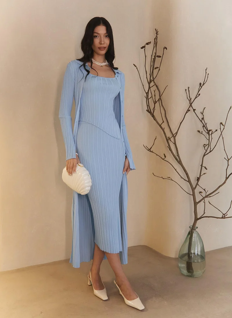 Lichi Rib-knit midi skirt