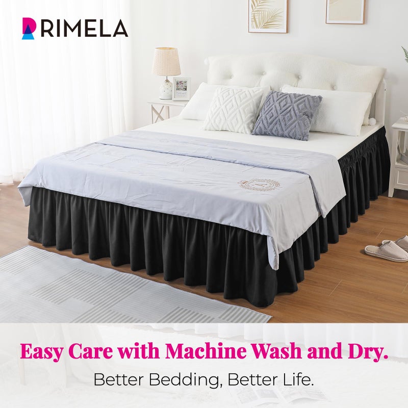 RIMELA Black Bed Skirt Queen Size 15 Inch Drop, Elastic Bed Skirting for Bed Base and Frame, Bedding Dust Ruffle Easy to Install, Lightweight Wrap Around Adjustable Bedskirt - Image 4