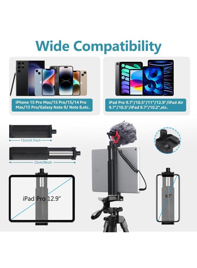 Lusweimi Tripod, Lusweimi 73-Inch Camera Tripod for iPad Pro & iPhone Compatible with Tablet/iPad Pro 12.9 inch, Camera Tripod Stand with Wireless Remote & Bag - Image 5