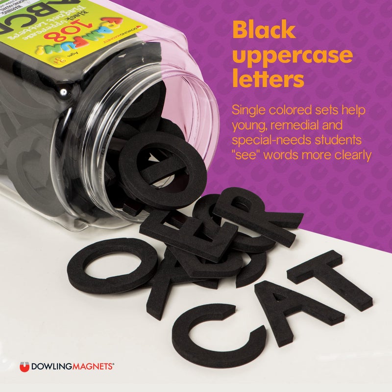 Dowling Magnets Dowling Magnets Foam Fun Black Uppercase Magnet Letters (2 inches high)  Set of 108 ABC Magnets for Kids. Magnetic Letters/Alphabet Magnets/Preschool Toys/Montessori Toys/Special Needs. Item 733104.  - Image 3