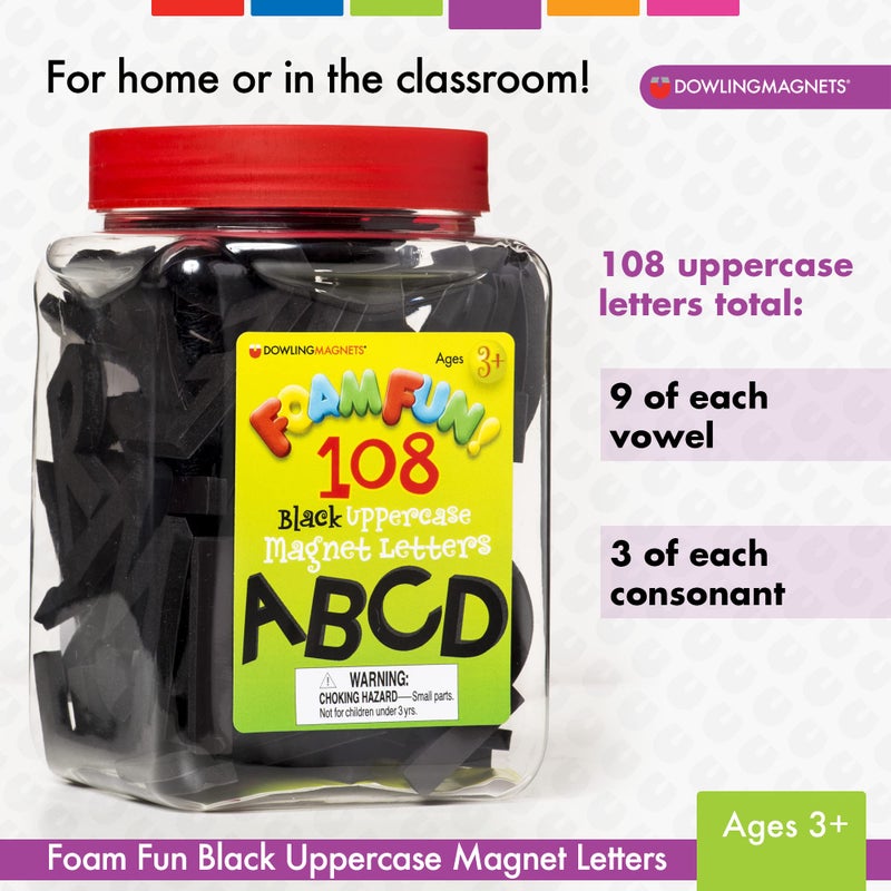 Dowling Magnets Dowling Magnets Foam Fun Black Uppercase Magnet Letters (2 inches high)  Set of 108 ABC Magnets for Kids. Magnetic Letters/Alphabet Magnets/Preschool Toys/Montessori Toys/Special Needs. Item 733104.  - Image 4