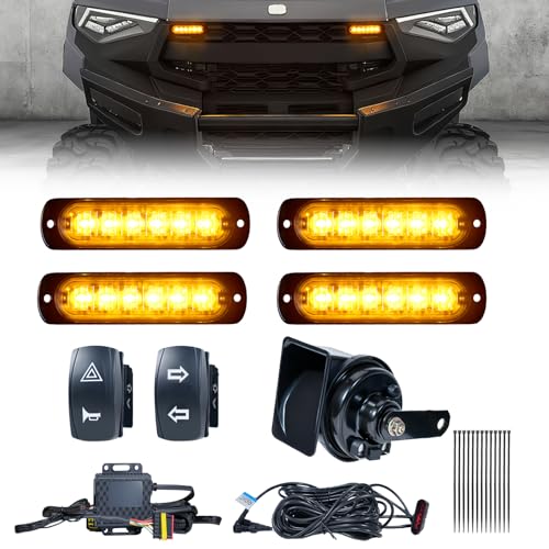 BystralX UTV Turn Signal Kit with 110dB Horn, Plug and Play, Pre-Wired UTV ATV Blinker Kit with Rocker Switch, Universal Street Legal Turn Signals Kit Compatible with Polaris, Can-Am, Teryx, CFMOTO - Image 1