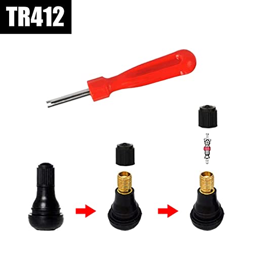 AICEL Tire Valve Stem Tool Puller and Installer Kit, Remover and Installation Set, 6 Pcs TR412 Snap-in Valve Stems with Valve Stem Cores, 1 Pcs Single Head Tire Valve Core Tool, 1 Pcs 4-Way Valve Tool - Image 4