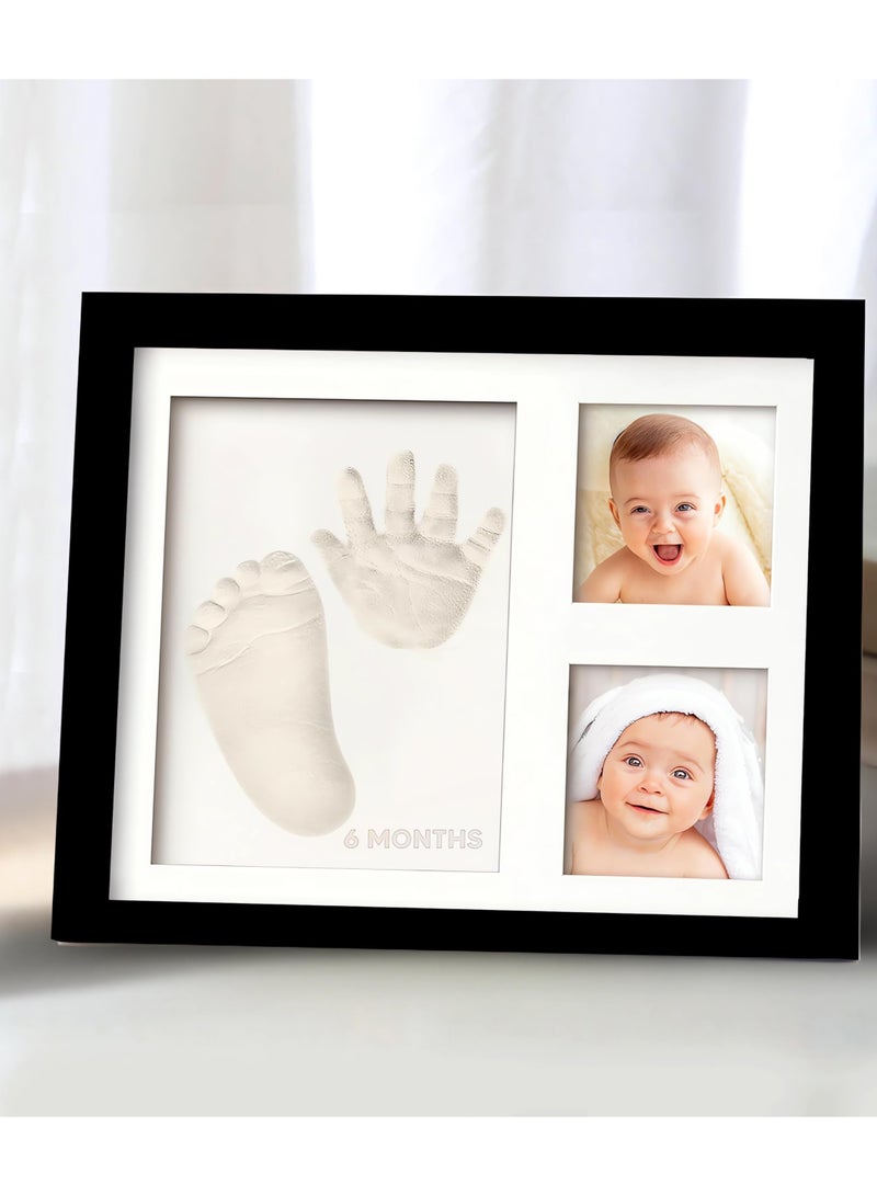 VUCATIN Baby Hand and Footprint Kit Baby Footprint Kit Hand Print Mold Kit Baby Keepsake Baby Shower Gifts for Mom Baby Picture Frame for Baby Registry Boys Girls Personalized Baby Gifts (Black) - Image 1