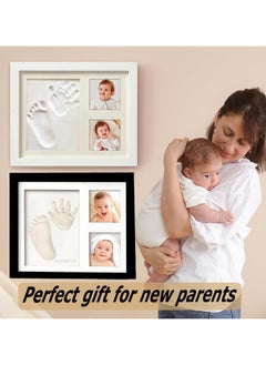 VUCATIN Baby Hand and Footprint Kit Baby Footprint Kit Hand Print Mold Kit Baby Keepsake Baby Shower Gifts for Mom Baby Picture Frame for Baby Registry Boys Girls Personalized Baby Gifts (Black)  - Image 2