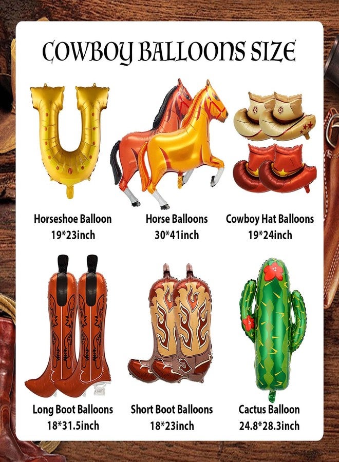 FEXICHUJI 12Pcs Western Cowboy Horse Balloons, Horse Theme Party Decorations Contains Horseshoe Boots Cowboy Hats Cactus Balloons, Rodeo Rodeo Birthday Bachelorette Party Decorations for Cowboys and Cowgirls - Image 2