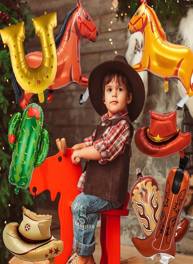 FEXICHUJI 12Pcs Western Cowboy Horse Balloons, Horse Theme Party Decorations Contains Horseshoe Boots Cowboy Hats Cactus Balloons, Rodeo Rodeo Birthday Bachelorette Party Decorations for Cowboys and Cowgirls - Image 5