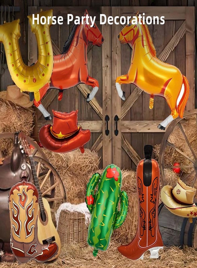 FEXICHUJI 12Pcs Western Cowboy Horse Balloons, Horse Theme Party Decorations Contains Horseshoe Boots Cowboy Hats Cactus Balloons, Rodeo Rodeo Birthday Bachelorette Party Decorations for Cowboys and Cowgirls - Image 3
