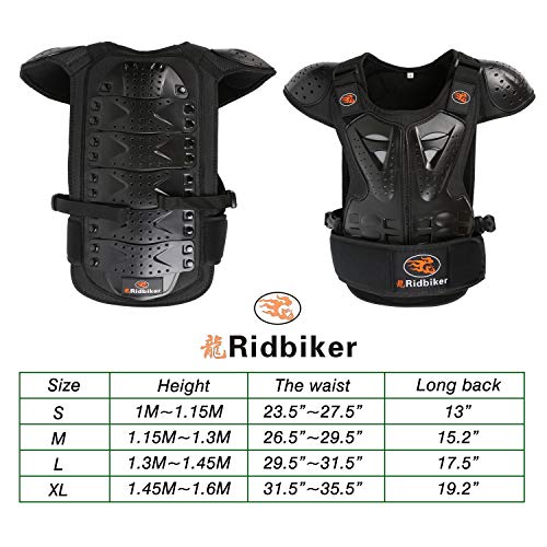 RIDBIKER Kids Dirt Bike Gear Chest Protector Motocross Gear Motorcycle Armor Vest Elbow Guard Knee Shin Guard Pads Youth Motorcycle Protective Gear (Black, XL:(Height:57.08"-62.99")) - Image 2
