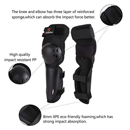 RIDBIKER Kids Dirt Bike Gear Chest Protector Motocross Gear Motorcycle Armor Vest Elbow Guard Knee Shin Guard Pads Youth Motorcycle Protective Gear (Black, XL:(Height:57.08"-62.99")) - Image 5