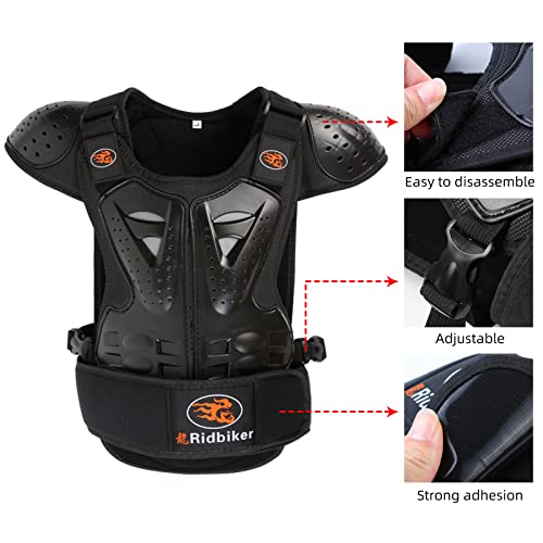 RIDBIKER Kids Dirt Bike Gear Chest Protector Motocross Gear Motorcycle Armor Vest Elbow Guard Knee Shin Guard Pads Youth Motorcycle Protective Gear (Black, XL:(Height:57.08"-62.99")) - Image 4