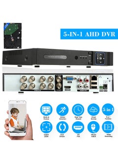 8CH Channel 1080P Hybrid NVR AHD TVI CVI DVR  PTZ Network DVR CCTV Security P2P Support for Android/IOS APP Control Motion Detection for Surveillance Camera（1TB HDD）