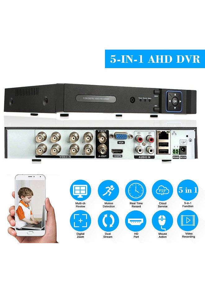 Generic - 8CH Channel 1080P Hybrid NVR AHD TVI CVI DVR  PTZ Network DVR CCTV Security P2P Support for Android/IOS APP Control Motion Detection for Surveillance Camera（1TB HDD） - Image 1