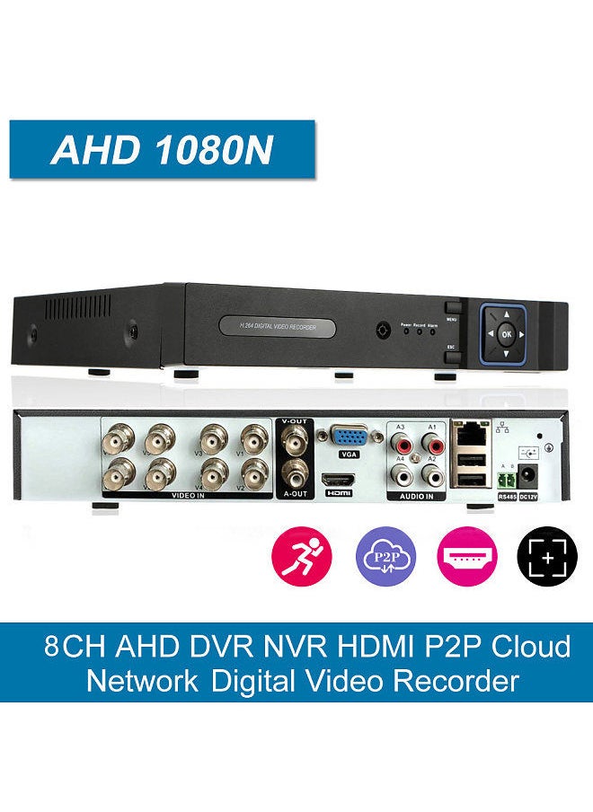 Generic - 8CH Channel 1080P Hybrid NVR AHD TVI CVI DVR  PTZ Network DVR CCTV Security P2P Support for Android/IOS APP Control Motion Detection for Surveillance Camera（1TB HDD） - Image 1