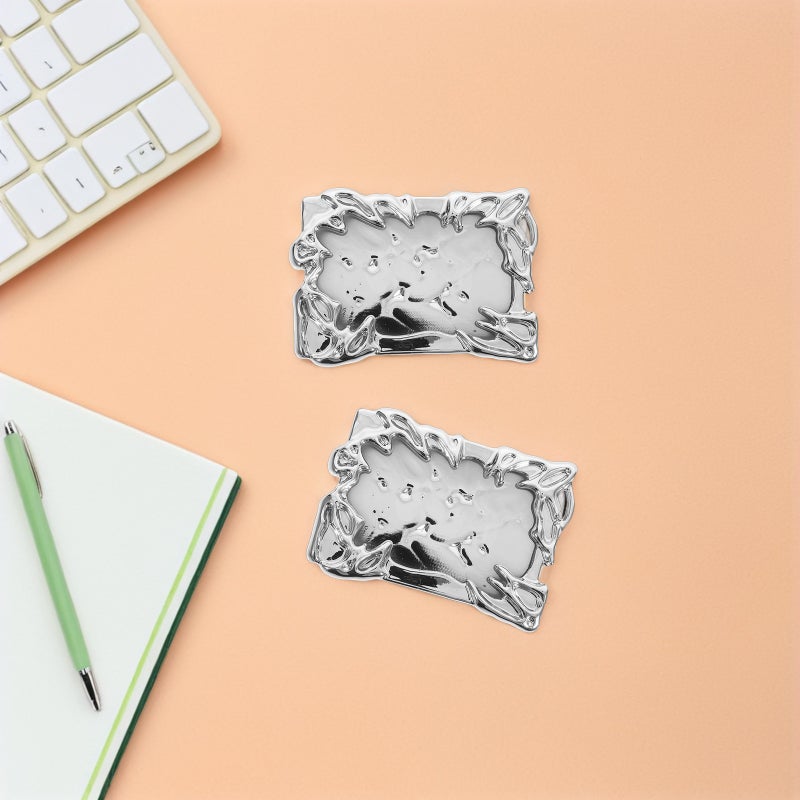 2pcs Photocard Holder: Electroplate Plastics Frame Photocard Sleeve Keychain - Plating Card Keychain Irregular Badge Photo Display Holder - Image 5