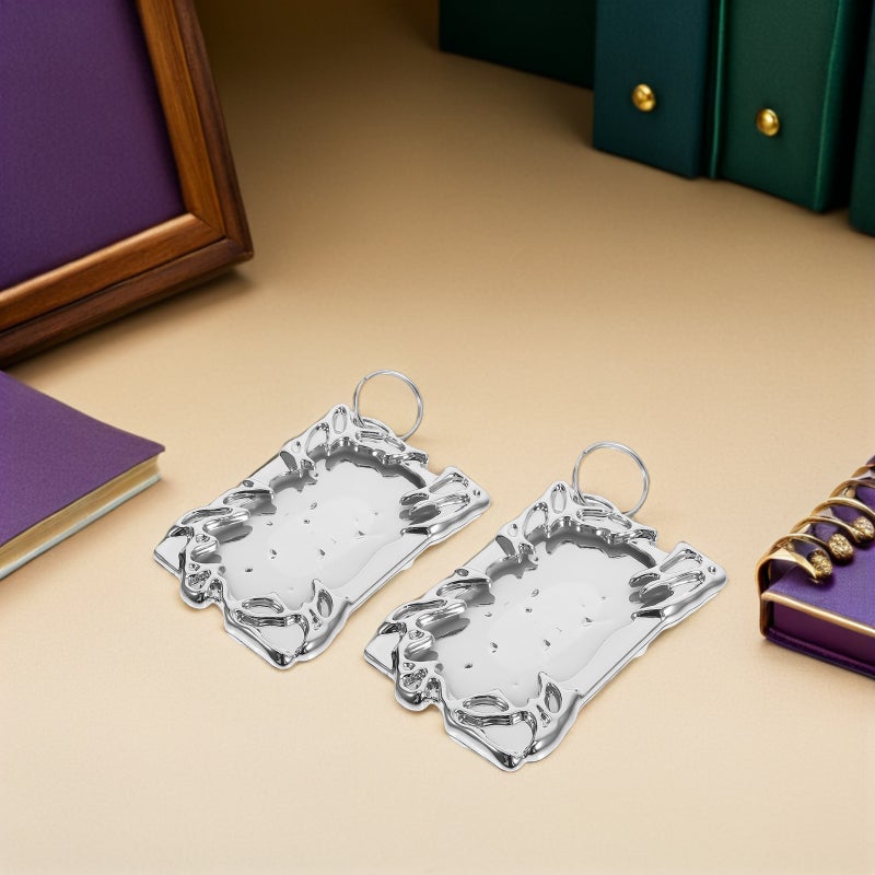 2pcs Photocard Holder: Electroplate Plastics Frame Photocard Sleeve Keychain - Plating Card Keychain Irregular Badge Photo Display Holder - Image 3