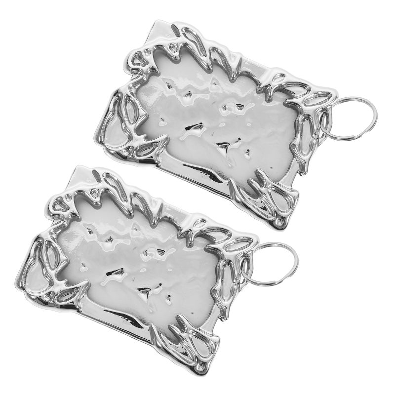 2pcs Photocard Holder: Electroplate Plastics Frame Photocard Sleeve Keychain - Plating Card Keychain Irregular Badge Photo Display Holder - Image 1