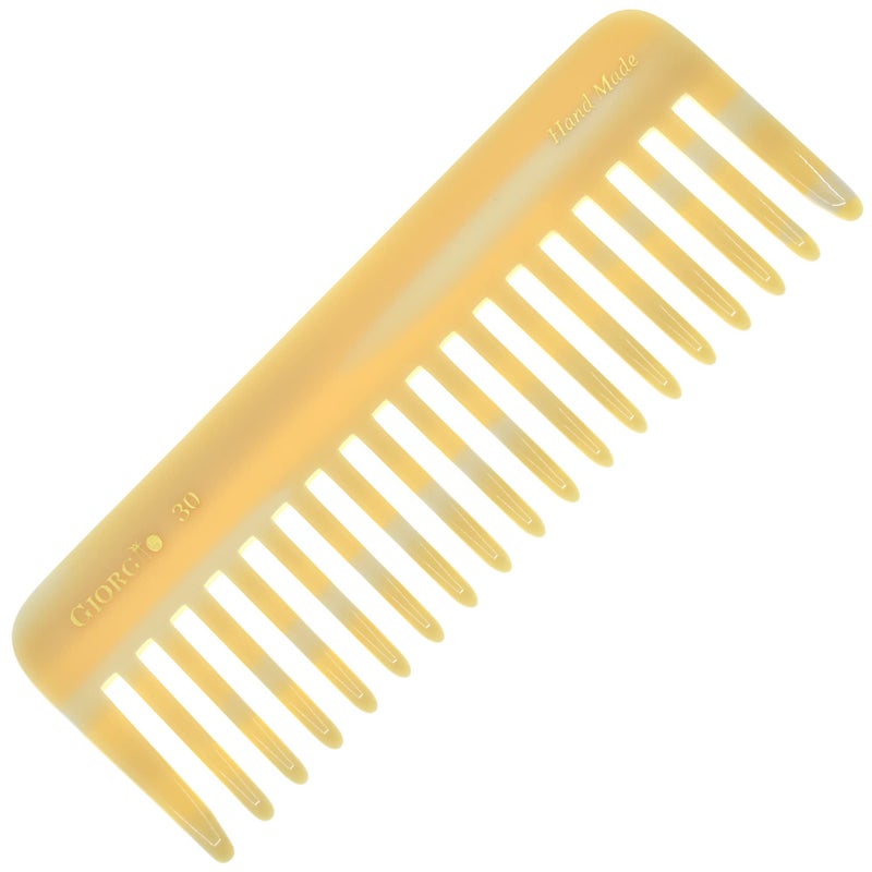 Giorgio G30 Large 575 Inch Detangling Comb Wide Teeth for Thick Curly Wavy Hair Long Hair Detangler Comb For Wet and Dry Handmade of Cellulose SawCut Hand Polished Ivory