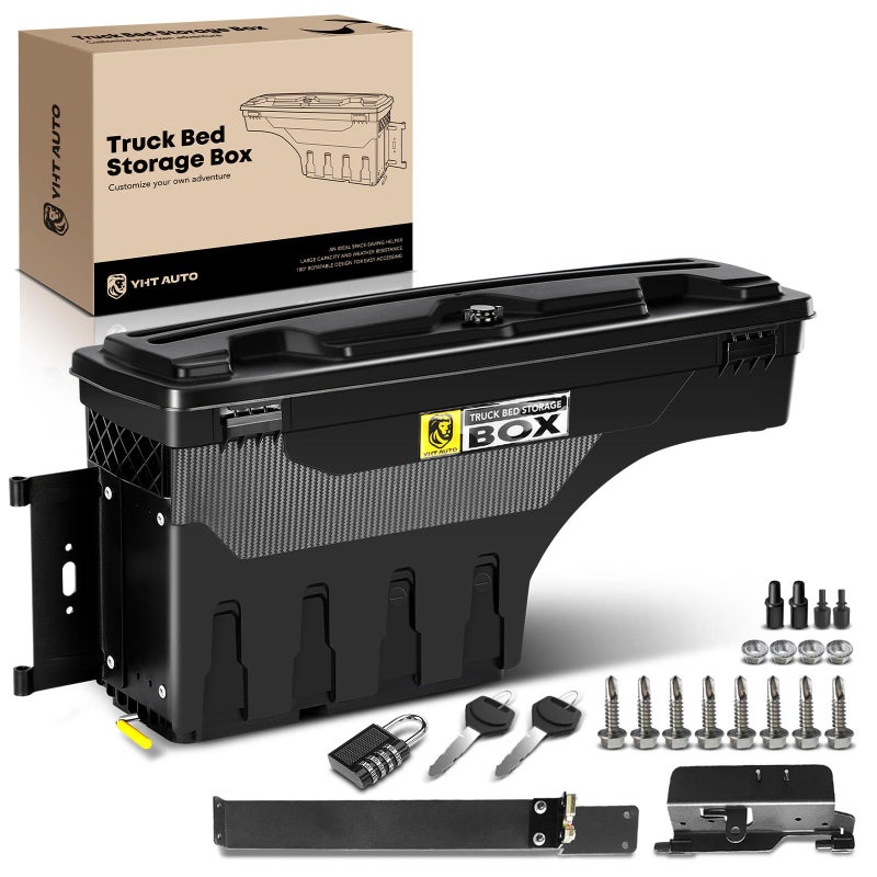 YHTAUTO Truck Bed Storage Tool Box Lockable Compatible with 20022018 20202021 Dodge Ram 1500 2500 3500 20192021 Ram 1500 Classic Driver Side Not Fit Ram Box Swing Waterproof Wheel Well Toolbox