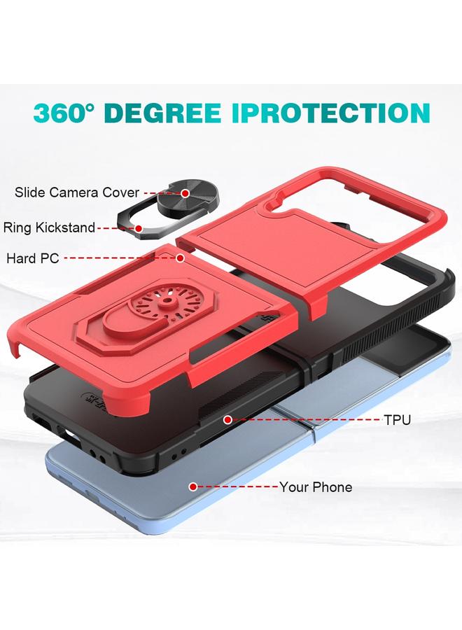 S-TOP Case For Samsung Galaxy Z Flip4 PC + TPU Phone Case with Ring Holder - Image 2