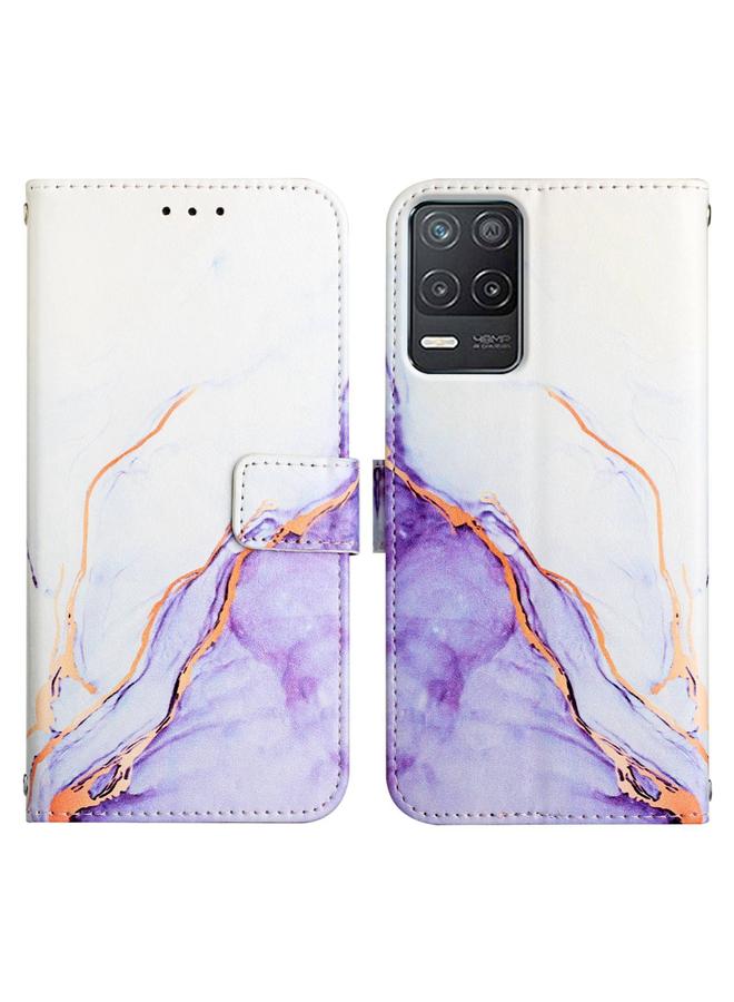 اس-توب جراب هاتف Realme 8 5G / V13 5G / Narzo 30 5G PT003 جراب هاتف جلدي قابل للطي بنمط رخامي - Image 2