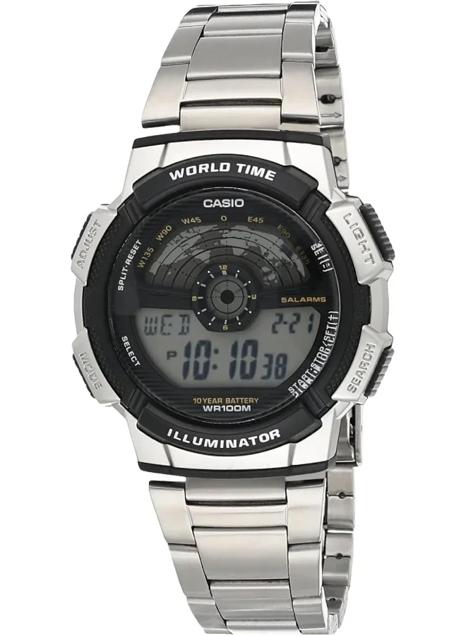 CASIO Men's Stainless Steel Digital Watch AE-1100WD-1AVDF - 43.5 mm