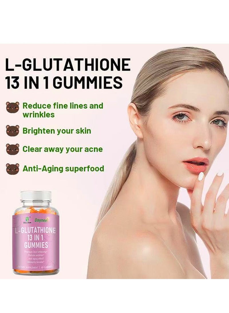 ديني الجلوتاثيون مع الكولاجين، مكملات غذائية قابلة للمضغ للعناية بالبشرة، مضادة للشيخوخة، تبييض وتفتيح، مكملات غذائية، 60 قطعة مضغ - Image 2