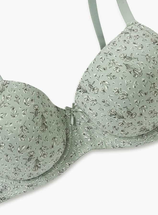 Splash FAV Floral Print Balconette Bra with Hook and Eye Closure - Image 4