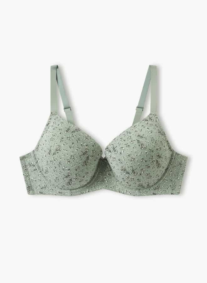 Splash FAV Floral Print Balconette Bra with Hook and Eye Closure - Image 1