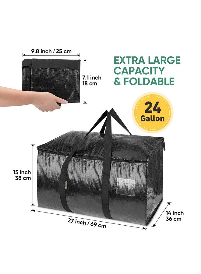 Baleine BALEINE 6-Pack Oversized Moving Bags with Reinforced Handles, Heavy-Duty Storage Tote for Clothes, Moving Supplies (Black, 6-Pack)  - Image 1