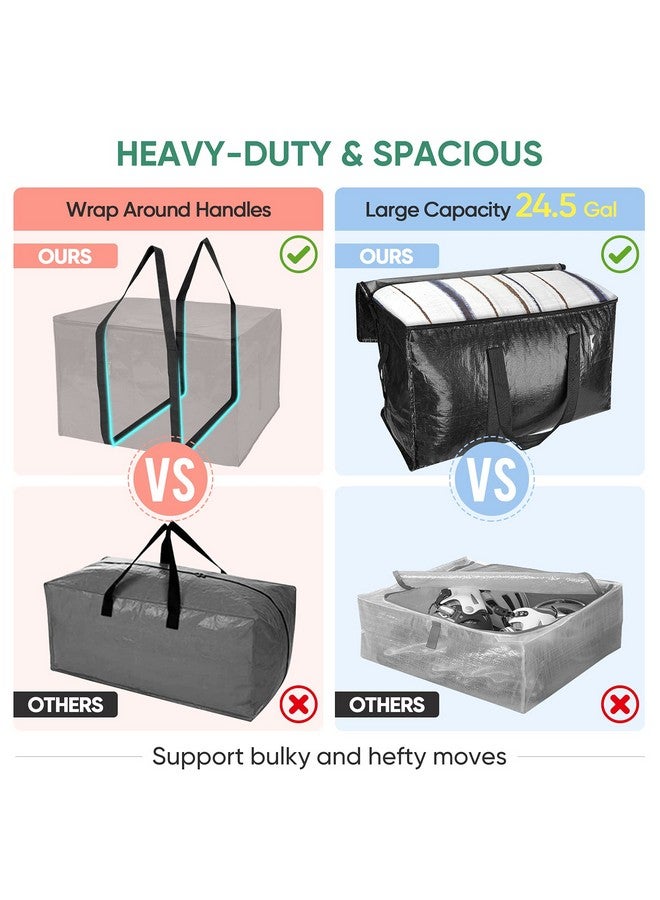 Baleine BALEINE 6-Pack Oversized Moving Bags with Reinforced Handles, Heavy-Duty Storage Tote for Clothes, Moving Supplies (Black, 6-Pack)  - Image 3