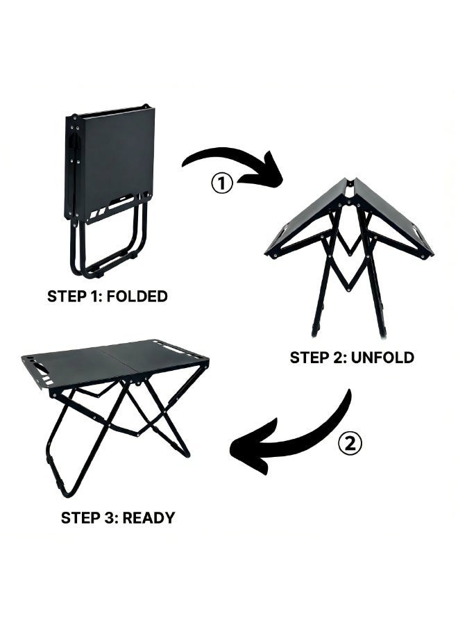 طاولة تخييم خارجية قابلة للطي، خفيفة الوزن سهلة الحمل، قابلة للطي في 3 ثوانٍ مع حقيبة تخزين، مناسبة للأنشطة الخارجية والنزهات والطهي الخارجي والشواطئ ورحلات المشي لمسافات طويلة وصيد الأسماك - Image 4