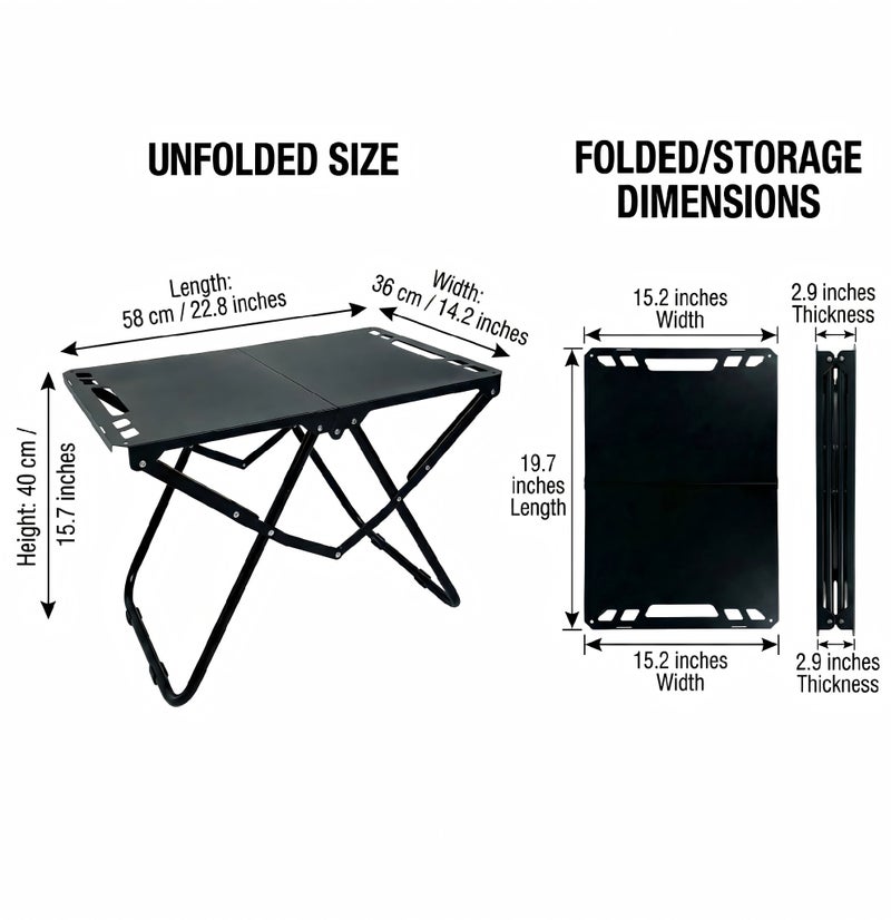 طاولة تخييم خارجية قابلة للطي، خفيفة الوزن سهلة الحمل، قابلة للطي في 3 ثوانٍ مع حقيبة تخزين، مناسبة للأنشطة الخارجية والنزهات والطهي الخارجي والشواطئ ورحلات المشي لمسافات طويلة وصيد الأسماك - Image 5
