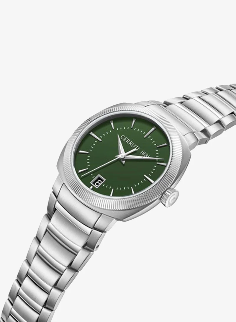 شيروتي 1881 Forli Green Dial Stainless Steel Bracelet Analog Watch for Men, 39mm