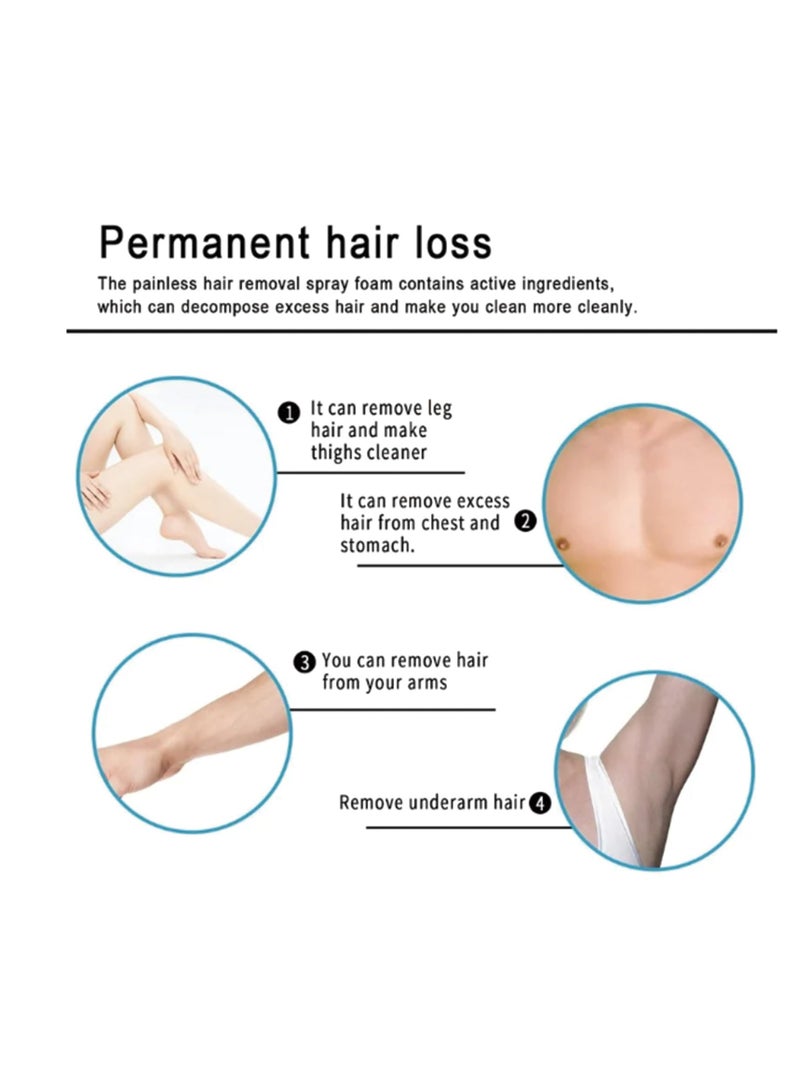 Excefore رذاذ إزالة شعر الجسم، 2 قطعة رذاذ عشبي لإزالة الشعر بدون ألم لجميع أنواع البشرة، كريم إزالة الشعر للنساء للأذرع، الإبطين، الساقين، تركيبة إزالة الشعر بدون ألم، خالية من العيوب، لطيفة، حساسة - Image 5