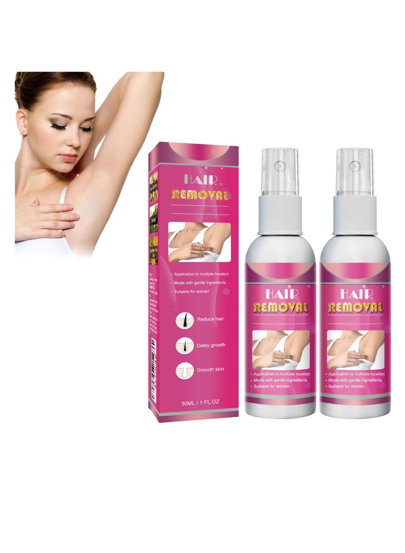 Excefore رذاذ إزالة شعر الجسم، 2 قطعة رذاذ عشبي لإزالة الشعر بدون ألم لجميع أنواع البشرة، كريم إزالة الشعر للنساء للأذرع، الإبطين، الساقين، تركيبة إزالة الشعر بدون ألم، خالية من العيوب، لطيفة، حساسة - Image 1