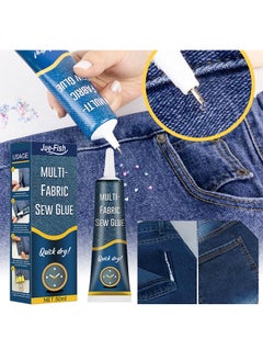 JUE-FISH Quick Dry Multi-Fabric Sew Glue, Fabric Glue Permanent Clear Washable For Patches Drying Waterproof Fabric Adhesive Glue For All Fabrics, Clothes, Cotton, Flannel, Denim, Leather, Polyester Repair  - Image 2