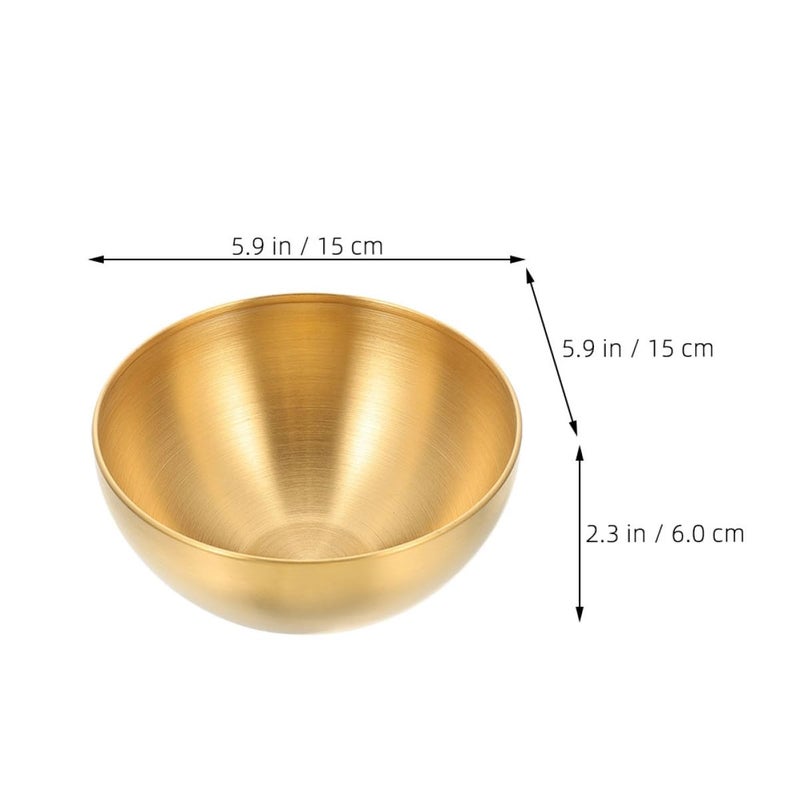Gold Stainless Steel Fruit Salad Bowl Set 3 Pieces 15cm Kitchen Serving Bowls Reusable - Image 3