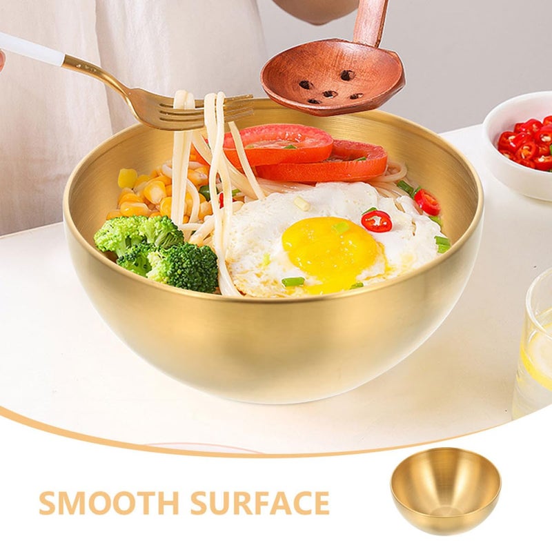 Gold Stainless Steel Fruit Salad Bowl Set 3 Pieces 15cm Kitchen Serving Bowls Reusable - Image 4