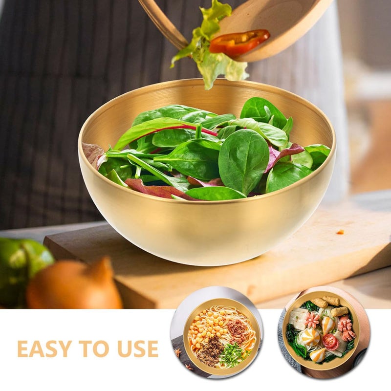 Gold Stainless Steel Fruit Salad Bowl Set 3 Pieces 15cm Kitchen Serving Bowls Reusable - Image 5
