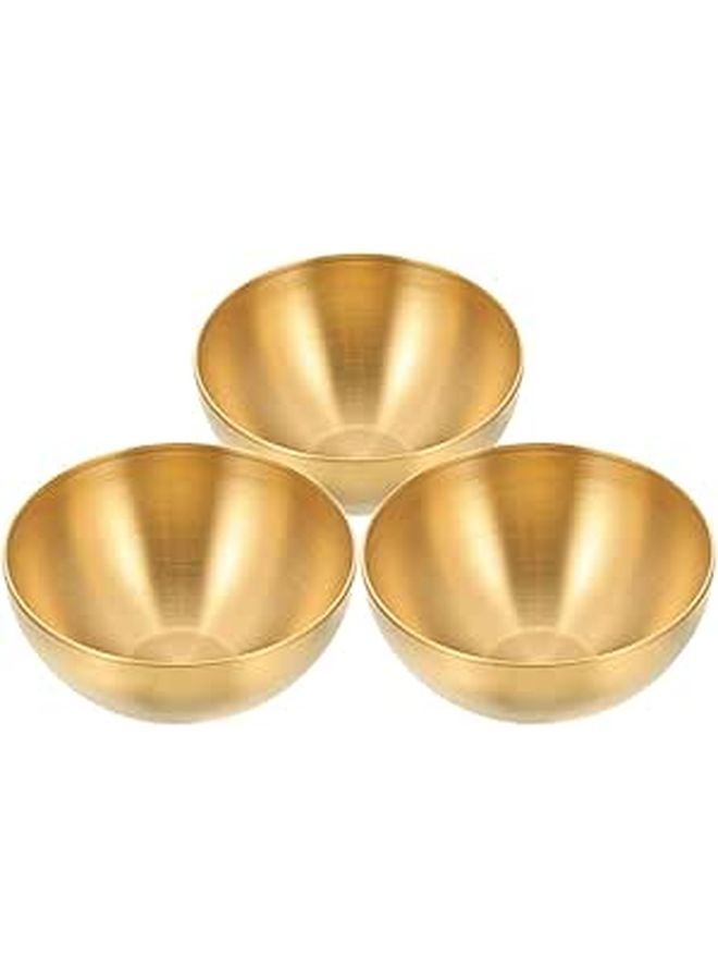 Gold Stainless Steel Fruit Salad Bowl Set 3 Pieces 15cm Kitchen Serving Bowls Reusable - Image 1