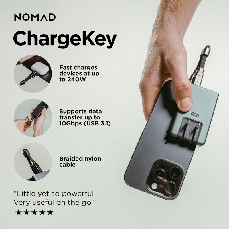 NOMAD ChargeKey 240W V2 - USB C to USB C Keychain Charger - The Ultimate Charging Solution for The Modern, Portable Charger for iPhone, USB Keychain - Image 2