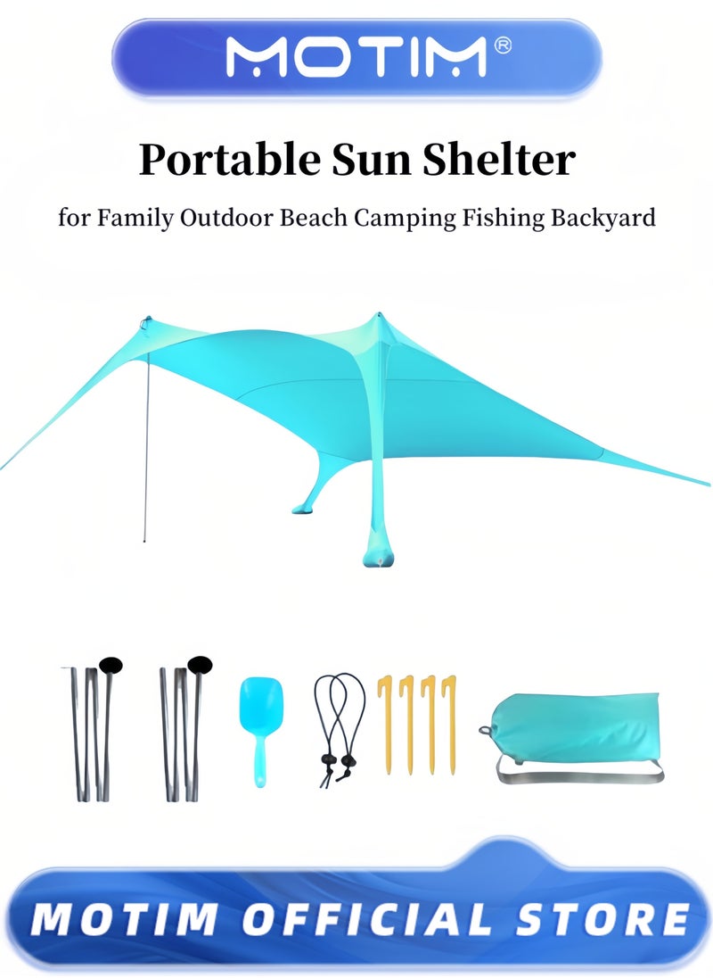 Motim - Sun Shade for Beach Portable Sun Shelter with Extra Windproof Rope for Stable Sun Protection Easy Setup for Family Outdoor Beach Camping Fishing and Backyard Picnics（200*210*150cm） - Image 1