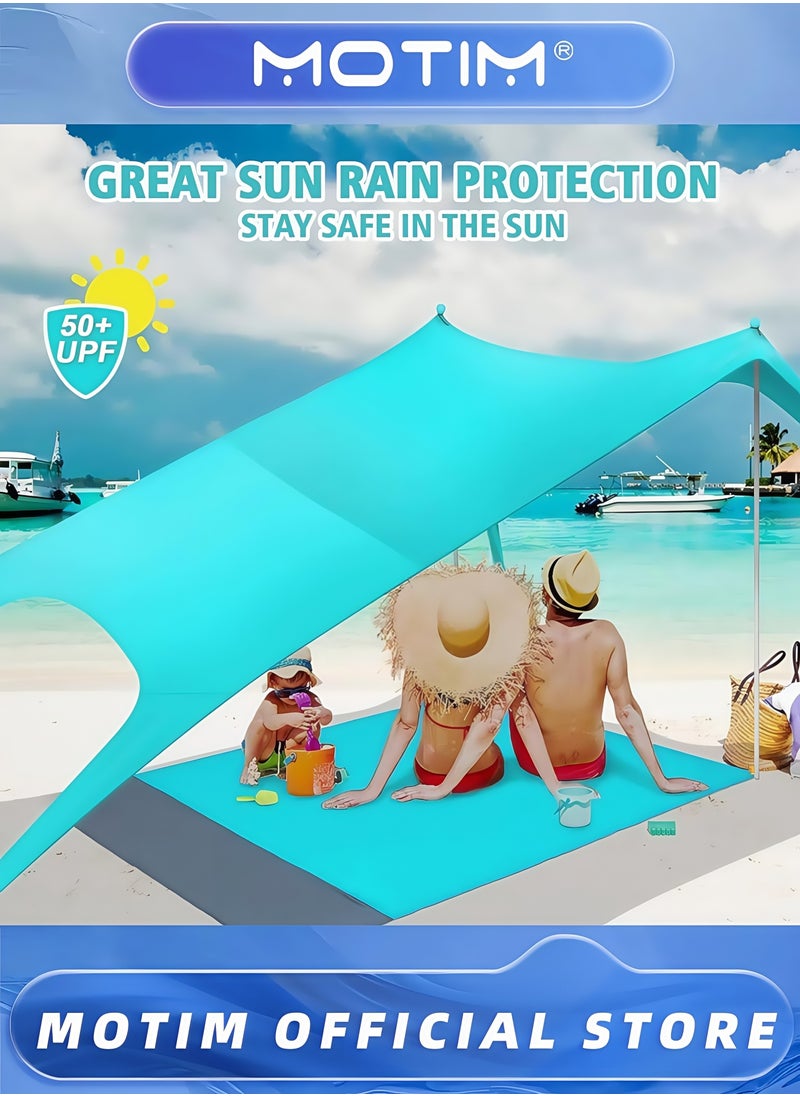 Motim - Sun Shade for Beach Portable Sun Shelter with Extra Windproof Rope for Stable Sun Protection Easy Setup for Family Outdoor Beach Camping Fishing and Backyard Picnics（200*210*150cm） - Image 1